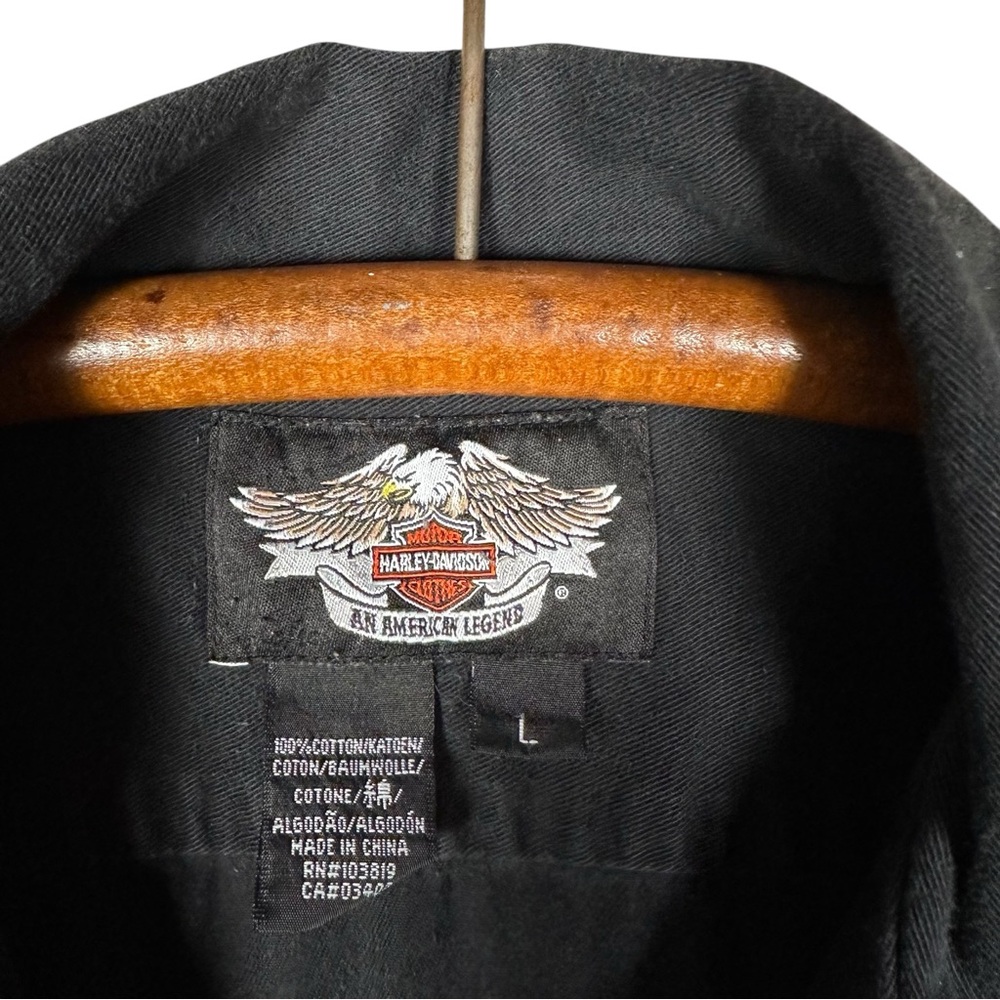 HARLEY-DAVIDSON VINTAGE Canvas Genuine Oil Graphic Button Down Utility Shirt - Picture 7 of 9
